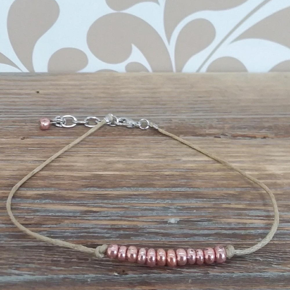 •jewelry• minimalistic bracelet w/ rose gold beads